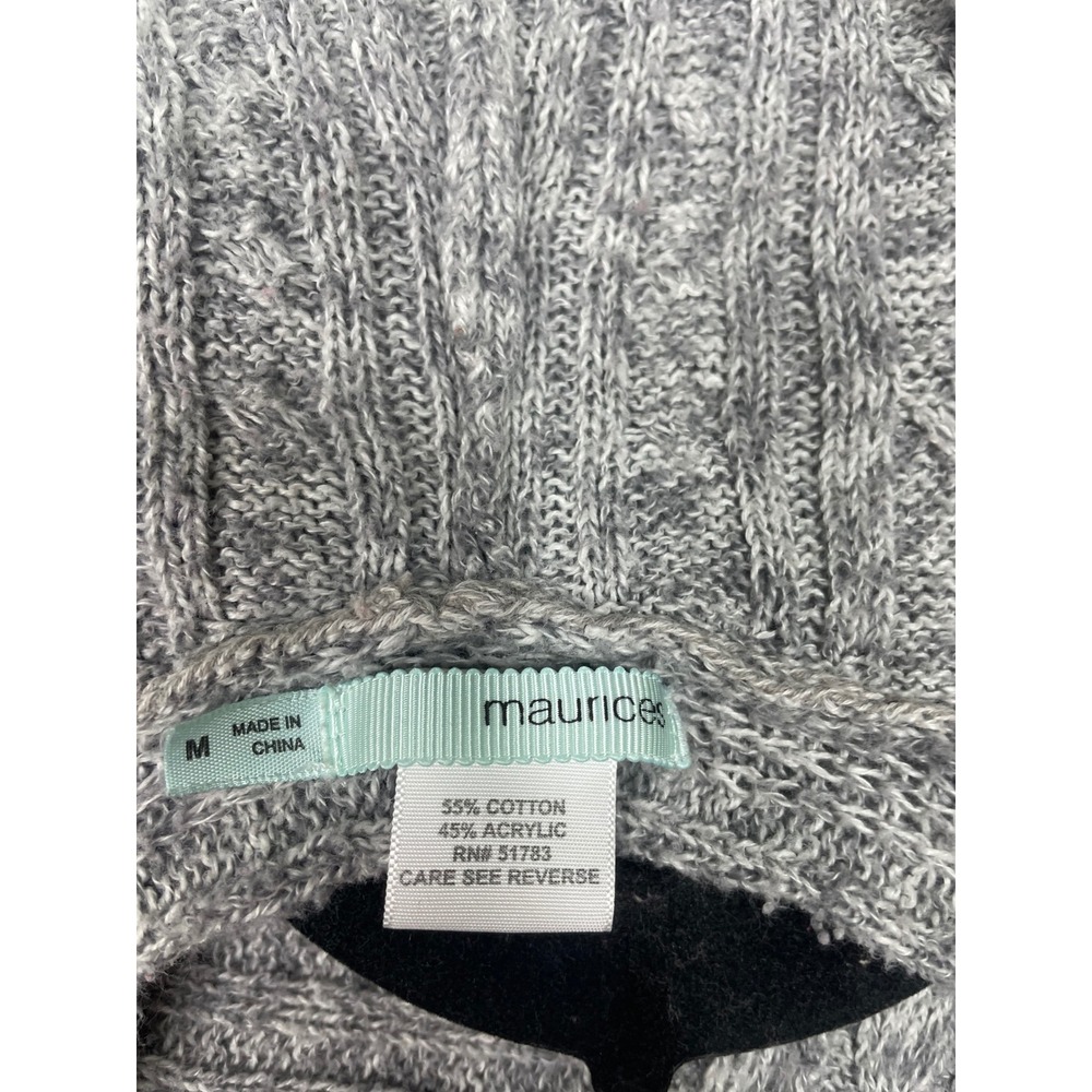 Maurices Gray Cable Knit Hooded Open Front Cardigan Sweater Womens Medium - Picture 3 of 6